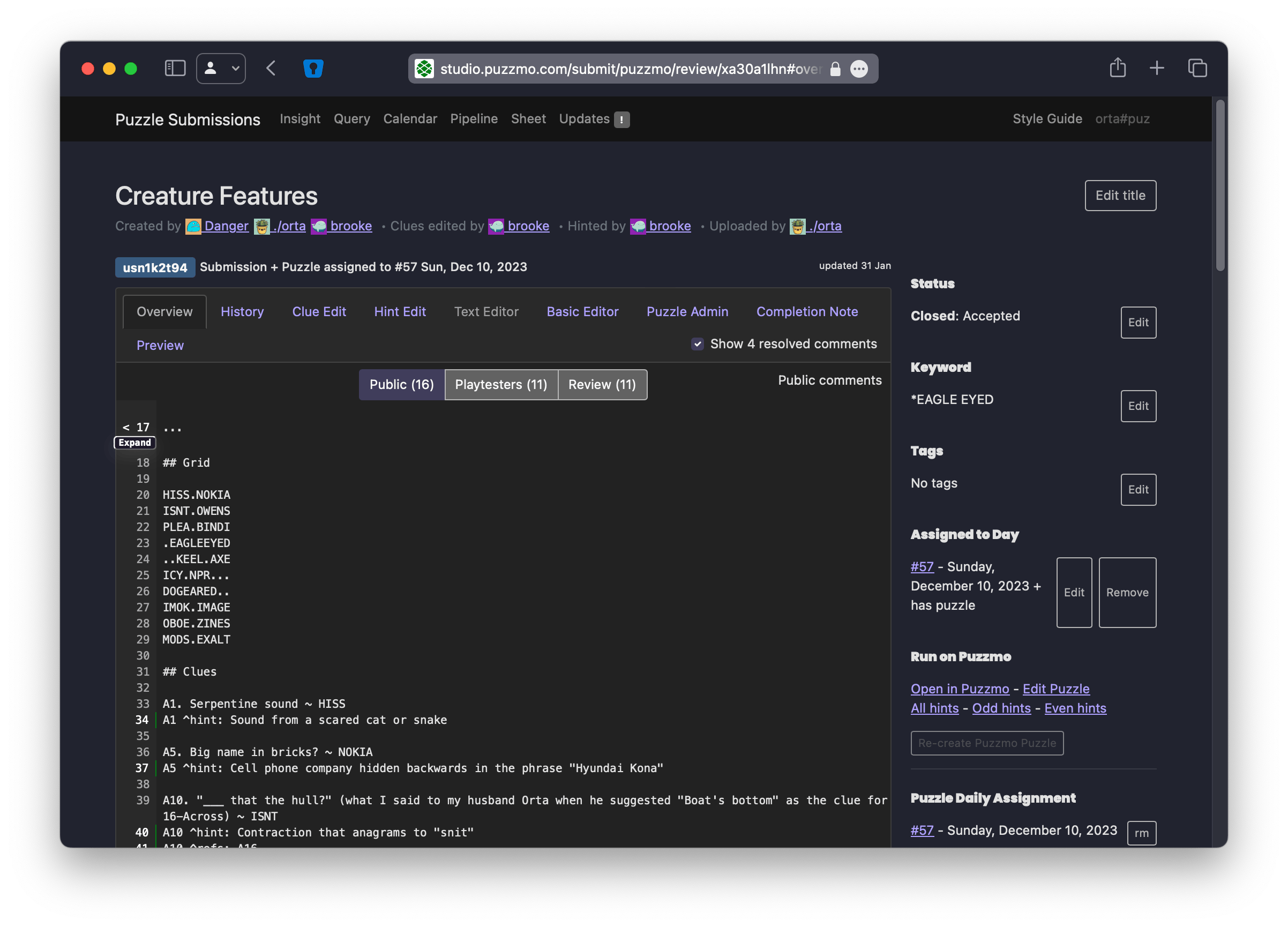 Puzzmo studio for my crossword